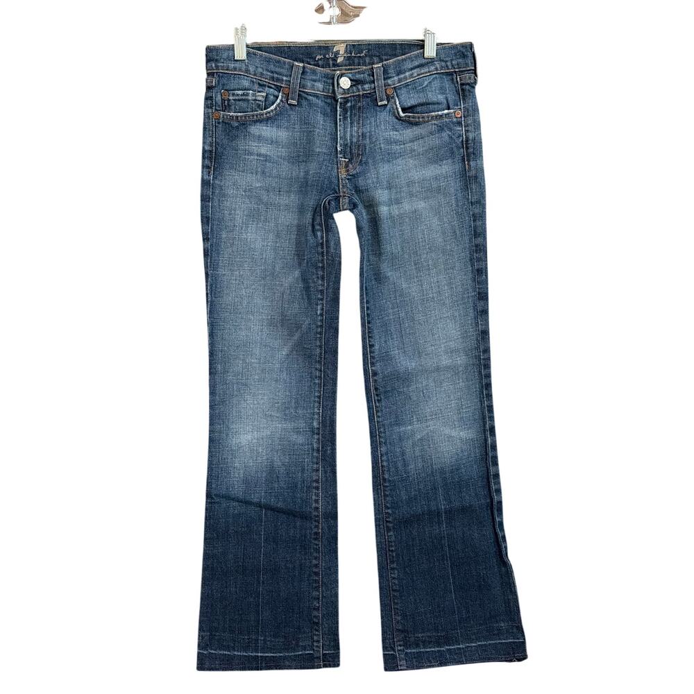 7 For All Mankind Womens Jeans Blue Denim Low Rise Bootcut Jeweled Stretch 28